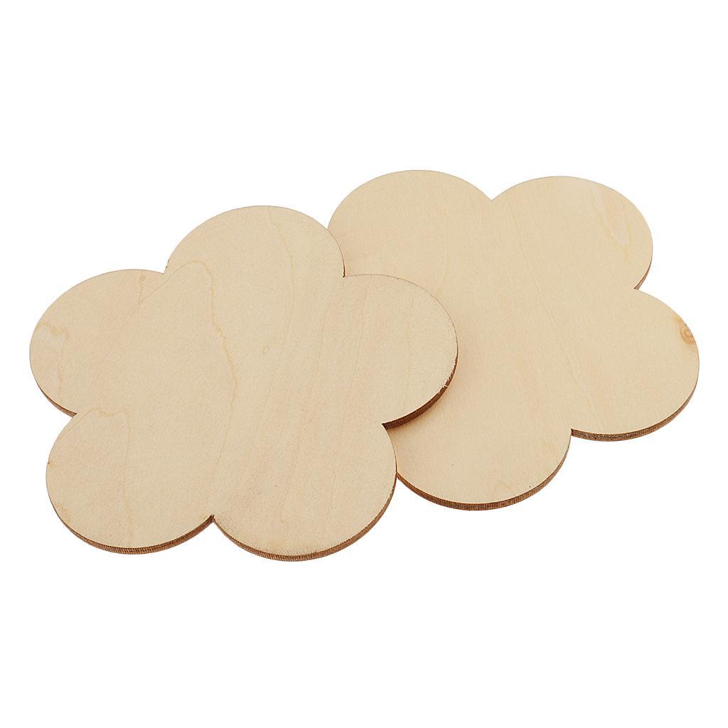 35x Flower Shape MDF Blank Wooden Plaque for Model Building Craft 30/100mm