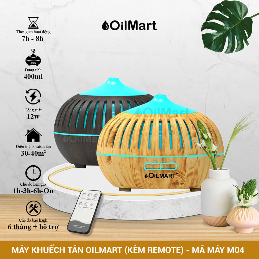 Máy Khuếch Tán Tinh Dầu Oilmart Bí Khoét - 12W 400ml (Kèm Điều Khiển)