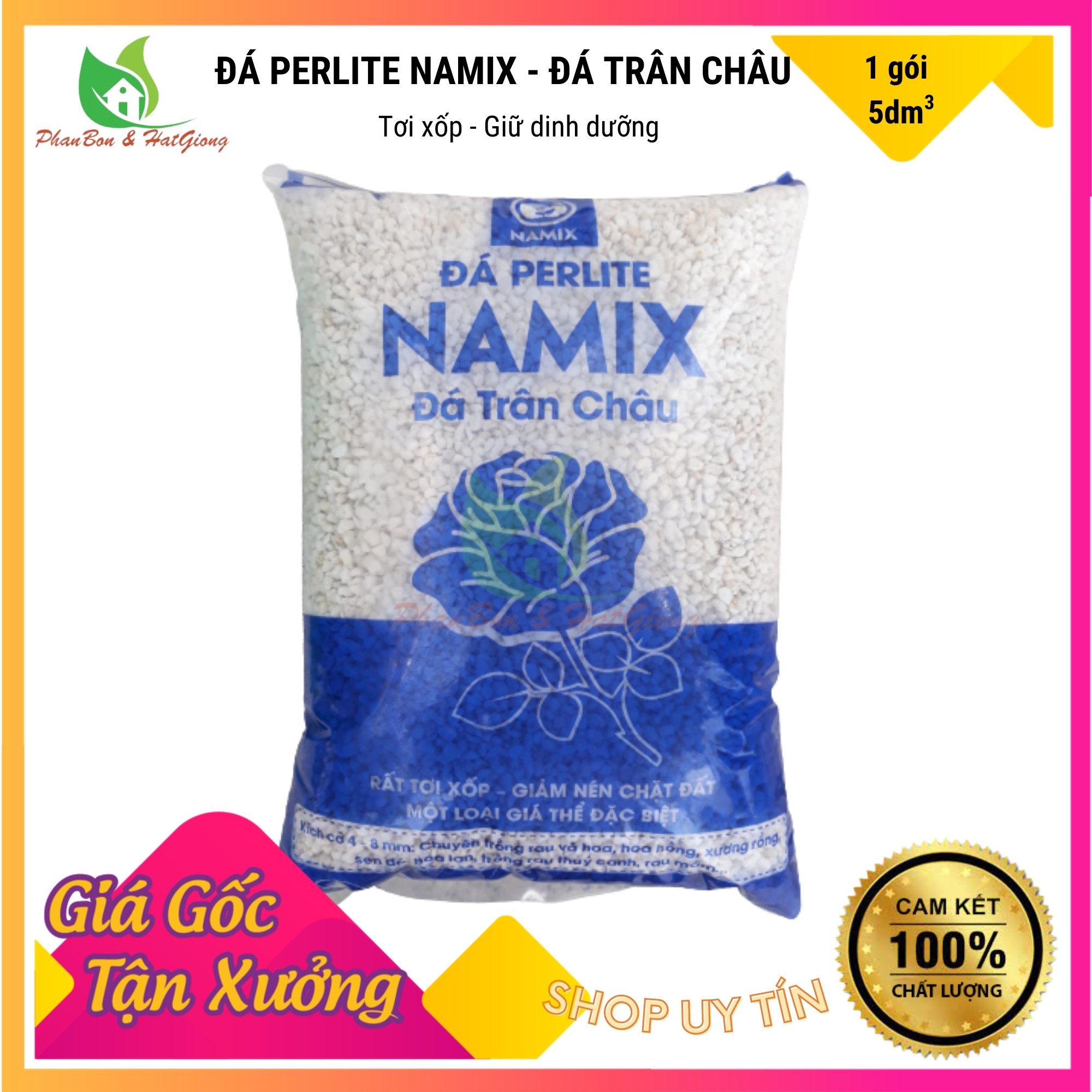Đá Perlite Đá Namix Đá Trân Châu 5dm3 ~ 0.6kg - Cực Phẩm Cho Sen Đá, Xương Rồng - Shop Phân Bón và Hạt Giống