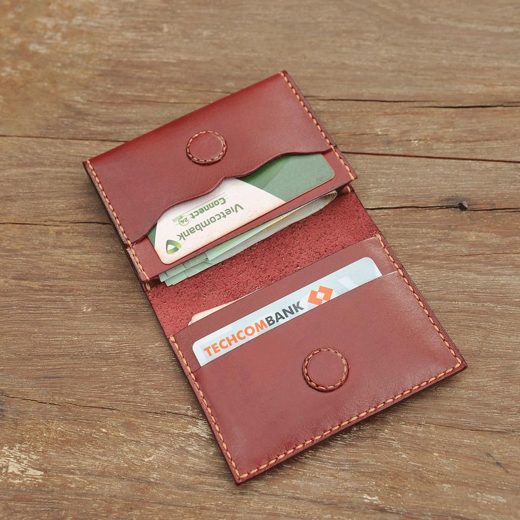 Ví nữ mini màu đỏ đô - Đồ da handmade - DT640