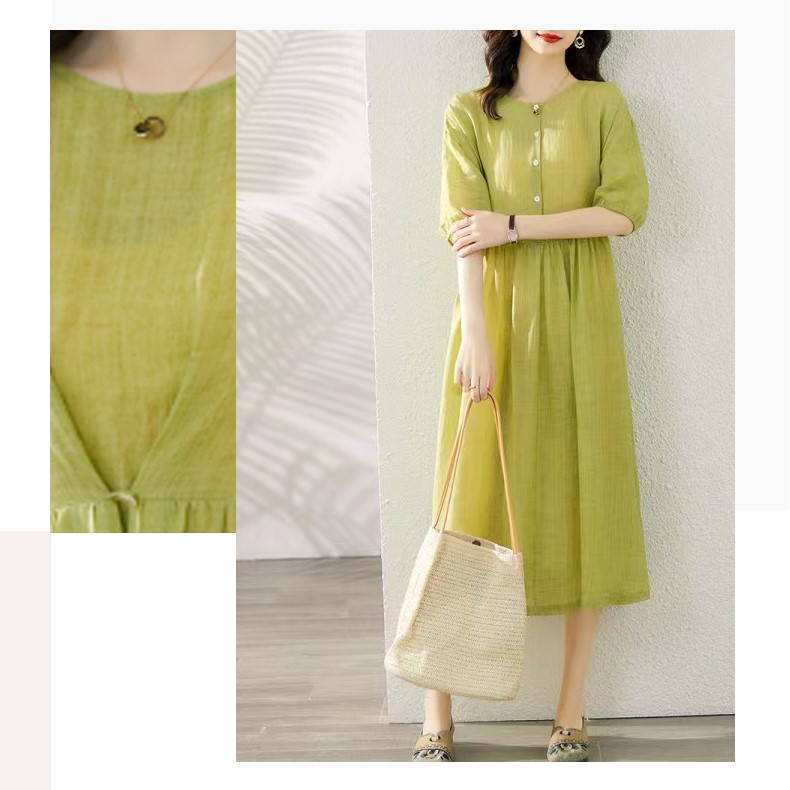 Đầm linen dáng suông thiết kế mặc được nhiều kiểu, Váy linen suông dài phong cách thanh lịch ARCTIC HUNTER