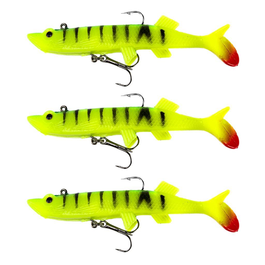 3Pcs Soft Lead Fishing Lures Sinking Swimbaits T Tail Casting Lures 12cm
