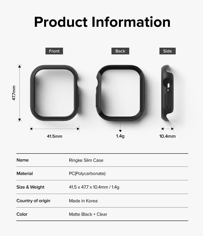 Bộ 2 ốp cho Apple Watch 10 RINGKE Slim 46mm / 42mm - Hàng Chính Hãng - Clear &amp; Light Gray