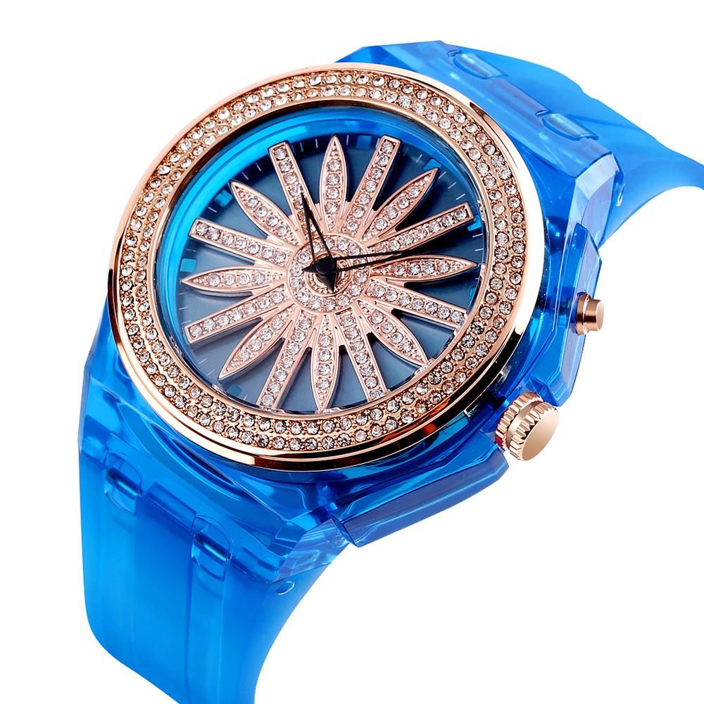 Đồng hồ SKMEI 1536 Nữ Quartz Mặt số LED đầy màu sắc Đèn nền LED Vỏ trong suốt