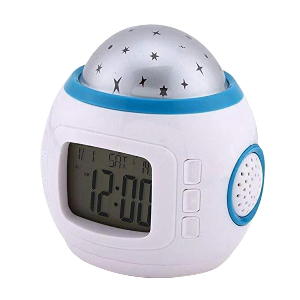 Sky Star Night Light Projector Lamp Kids Bedroom Music Alarm Clock White