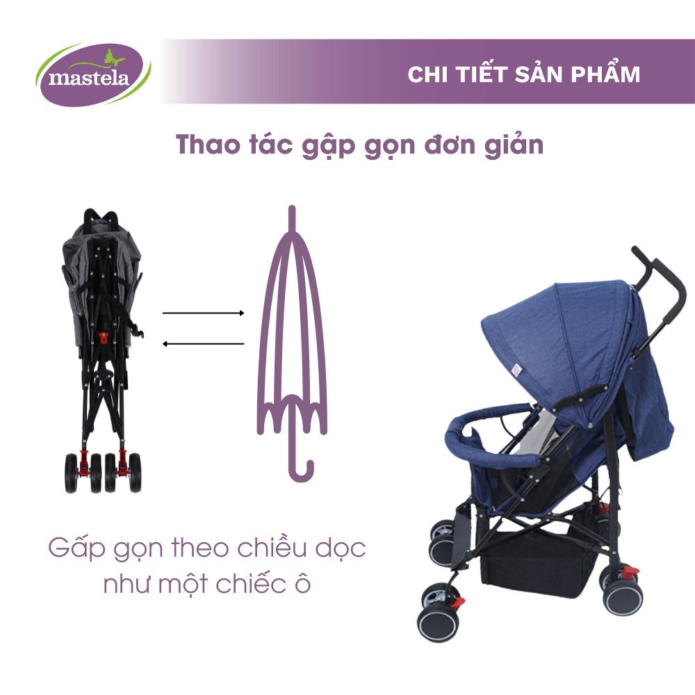 Xe đẩy du lịch siêu nhẹ , siêu thoáng, siêu bền chống tia UV gấp gọn mastela MSTL605