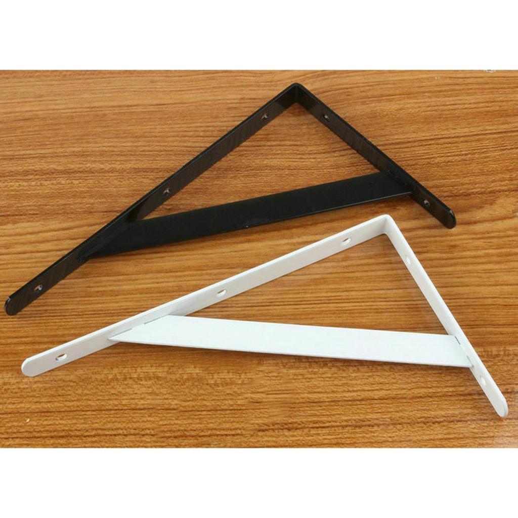 2x2 Pieces Metal L Shaped Wall Shelf Bracket Rack Support 300x190x2mm White