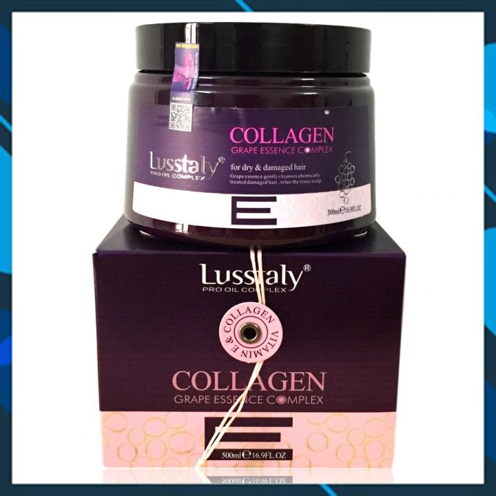 Kem hấp ủ Lusstaly Collagen Grape Essence Complex mask phục hồi siêu mượt tóc cao cấp 500ml