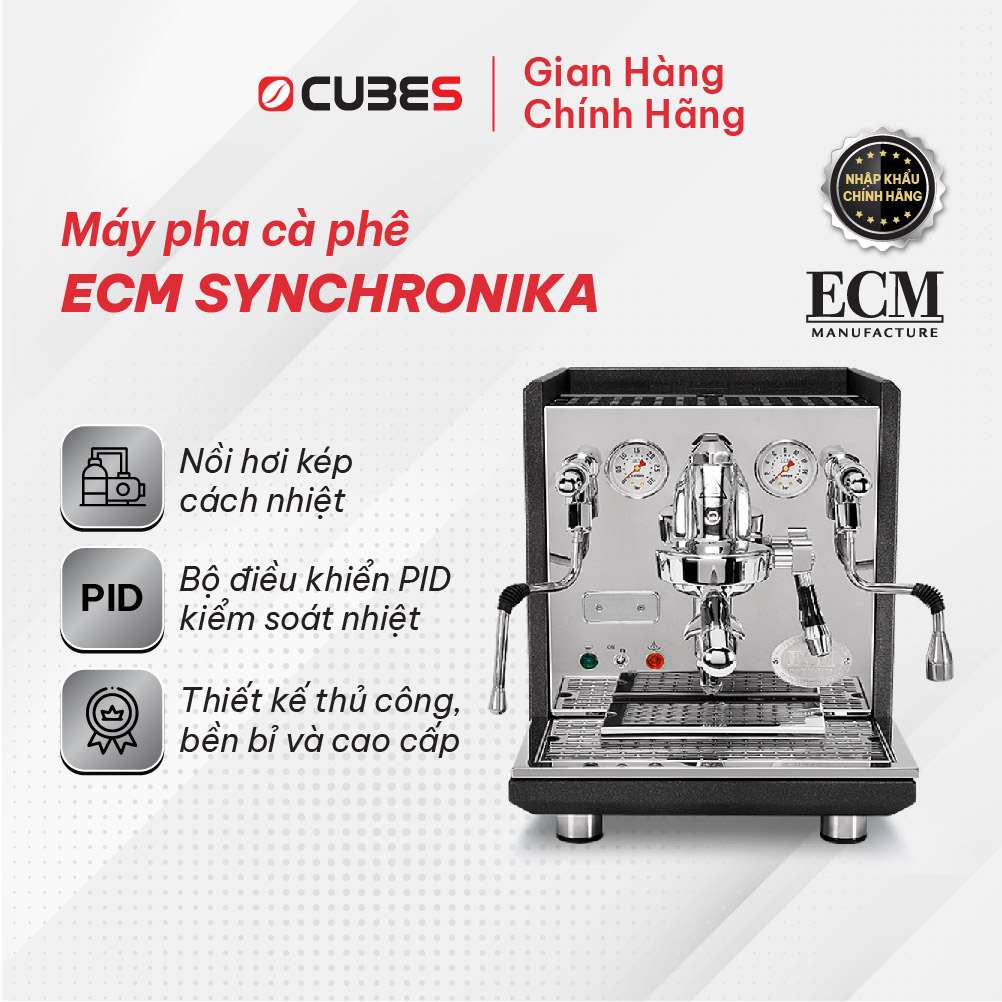 Máy pha cà phê ECM Synchronika Anthracite - Dual Boiler System with Rotary Pump - Hàng nhập khẩu