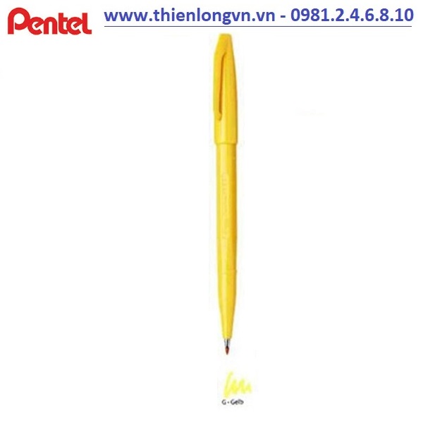 Bút lông viết thư pháp hiện đại Pentel SES15C-G màu vàng; Calligraphy Fude Touch Sign - Yellow