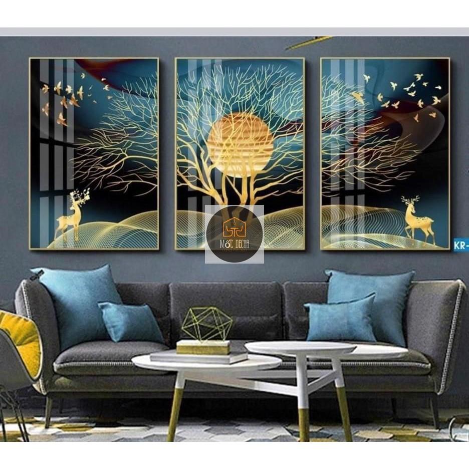Xả tranh tráng gương siêu to khổng lồ bộ 3 bức 70x100cm