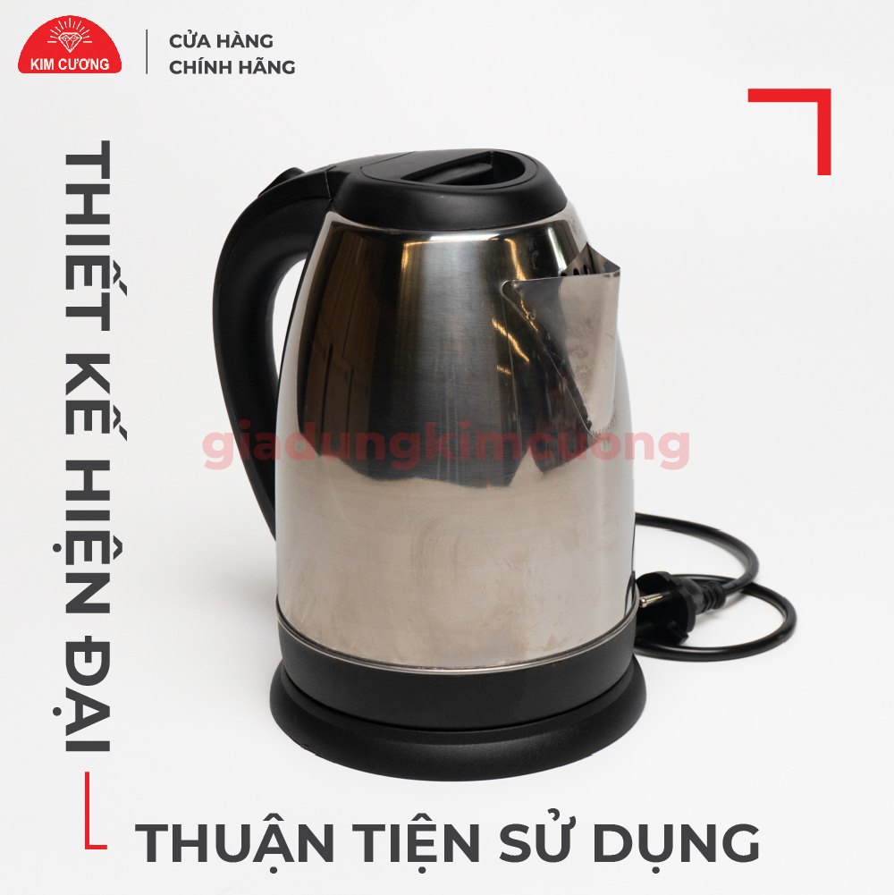 Ấm Đun Nước Siêu Tốc Inox 2 Lít Kim Cương - Hàng Chính Hãng