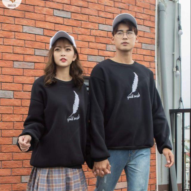 Áo đôi thu đông nỉ màu đen