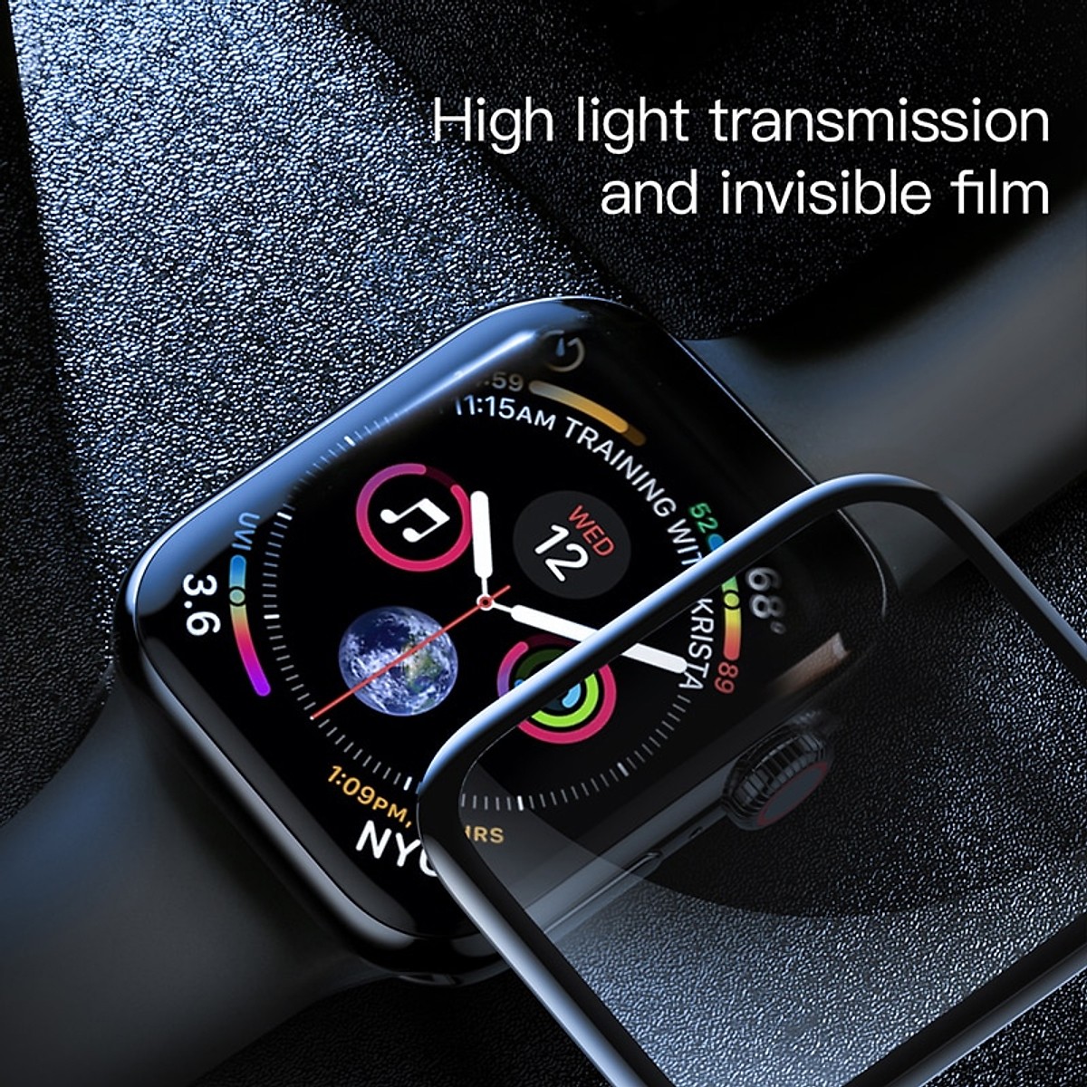 Miếng dán kính cường lực 3D full keo màn hình cho Apple Watch 42mm - Hàng nhập khẩu