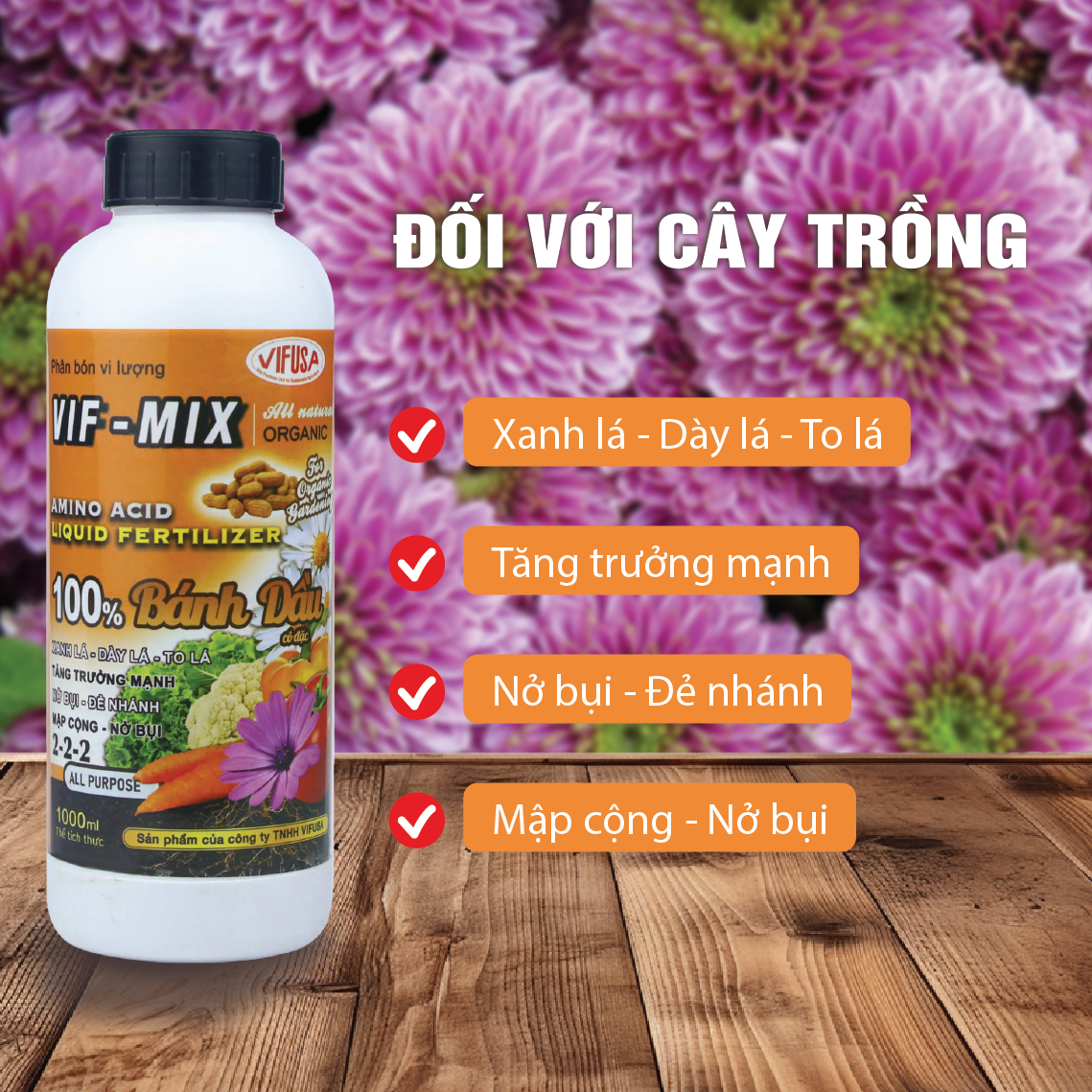 VIF-MIX - Phân bón Bánh dầu chai 1 lít