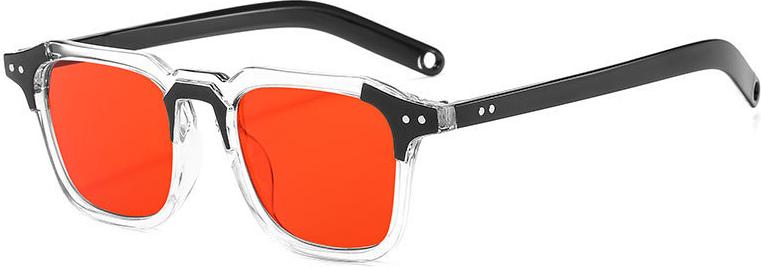 Kính Mát Thời Trang Cube Mắt Vuông Khung Nhựa Mix Bóng Sang Trọng Mắt Đỏ