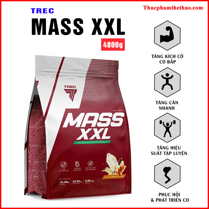 Sữa Tăng Cân Mass XXL - Nhiều Hương Vị - Hàng Chính Hãng Trec Nutrition
