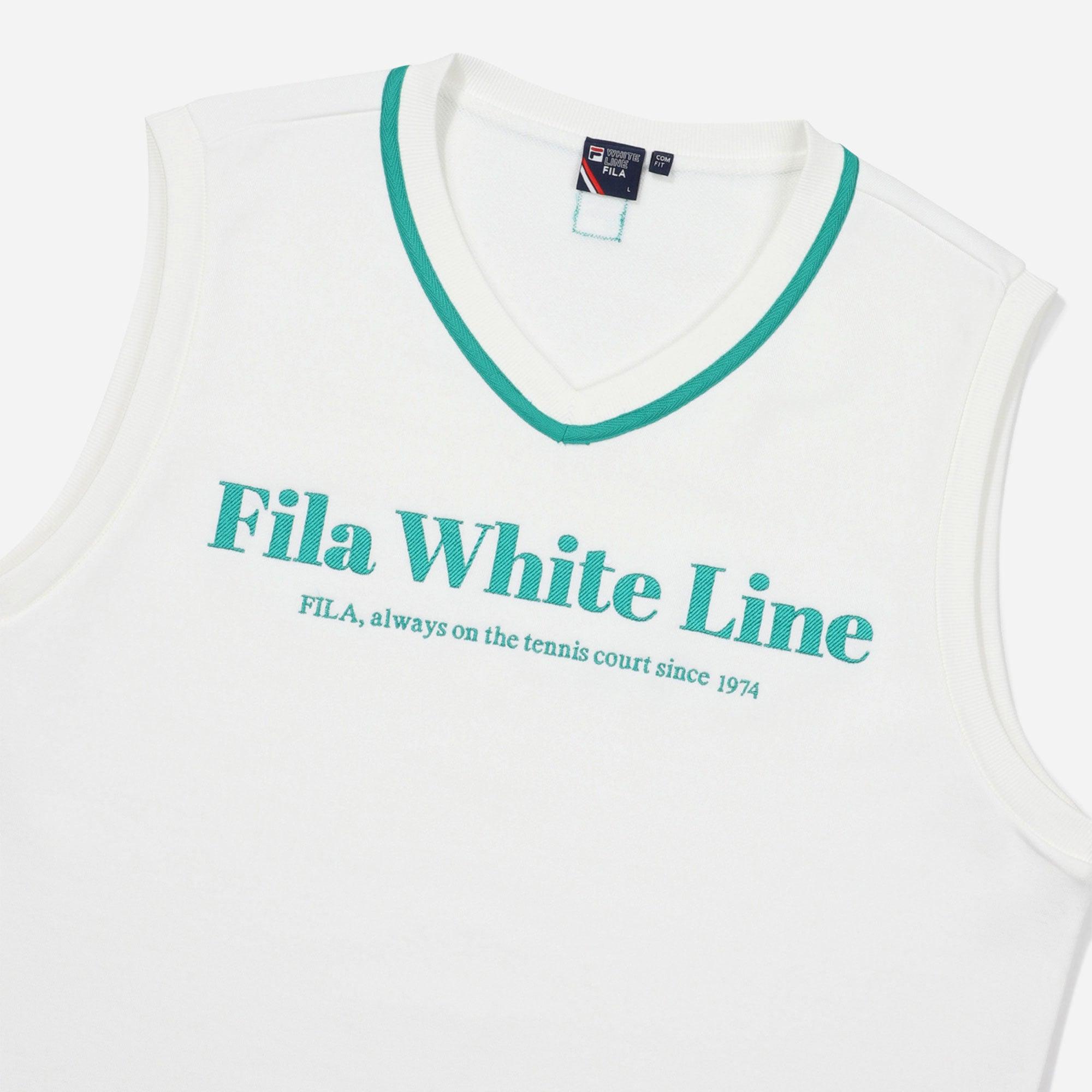 Áo thun ba lỗ thời trang unisex Fila White Line Regular - FS2VTF1331X-OWH
