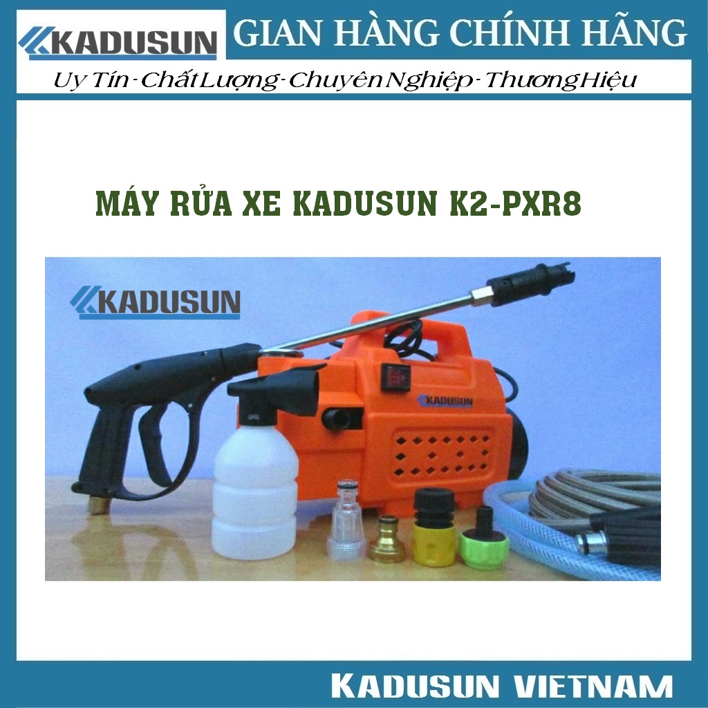 Máy rửa xe máy phun xịt rửa áp lực cao mô tơ cảm ứng từ tự hút nước thông minh Hàng chính hãng Máy rửa xe Kadusun K2 PXR8