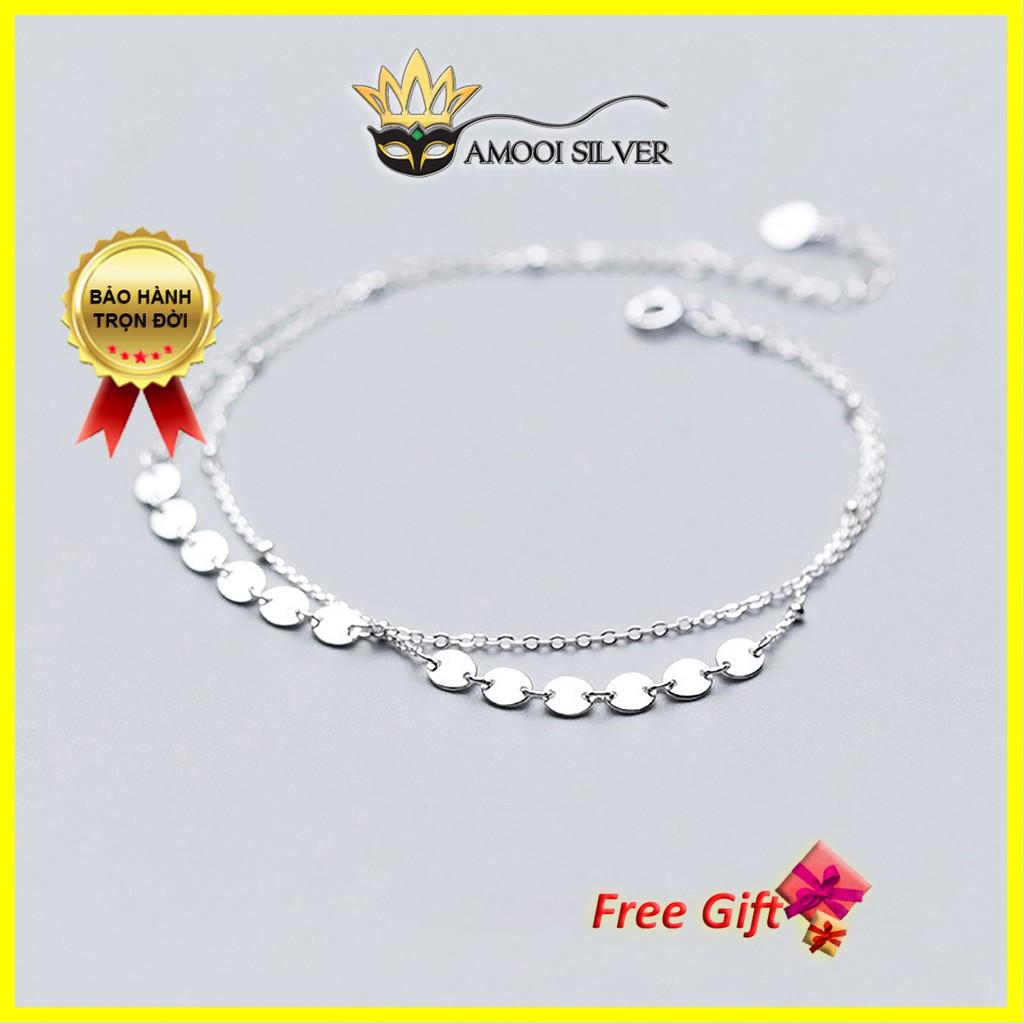 Lắc Chân Bạc Dây Đôi Khoen Tròn Chắc Chắn - Vòng Chân Bạc Thời Trang - Lắc Chân Bạc S925 Sáng Đẹp - AMOOI SILVER