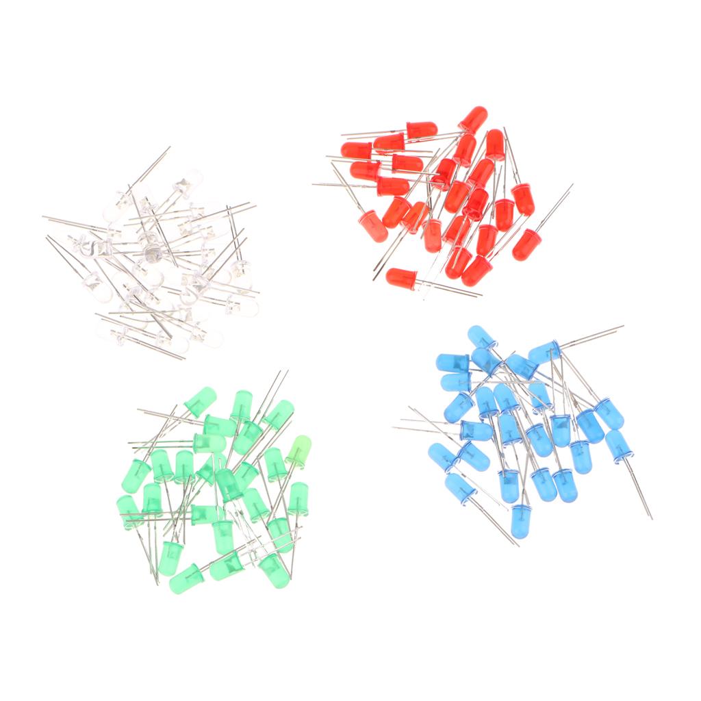 100 Viên 5 Mm Đỏ Trắng Xanh Xanh Diode Đèn LED Phát Sáng Bóng Đèn Đèn Dạ Quang