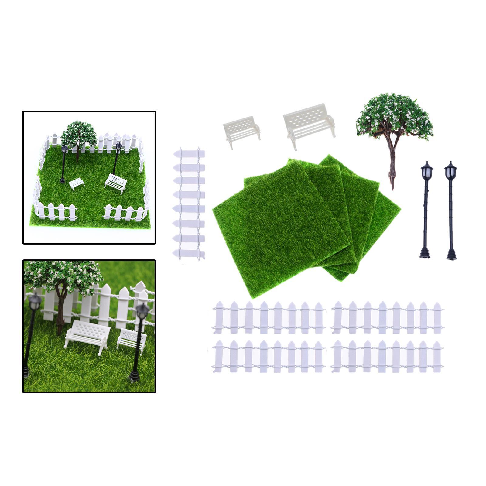 1/12 Miniature Fairy Garden Ornaments Miniature Scene Model Toy Mini Artificial Grass Dollhouse Decoration Accessories for Garden Yard Decor