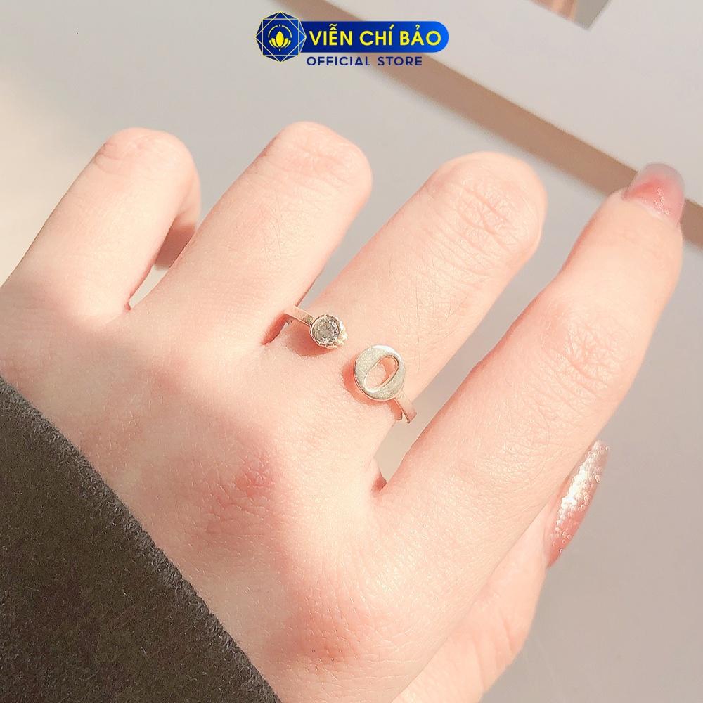 Nhẫn bạc nữ đính đá khắc chữ A B C M N K chất liệu bạc 925 thời trang phụ kiện trang sức nữ Viễn Chí Bảo N400421
