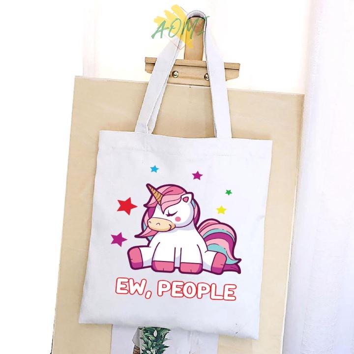 TÚI VẢI HOẠT HÌNH ĐEO VAI TOTE CANVAS BAG CÓ KHÓA KÉO SIZE LỚN 33x38cm PHONG CÁCH CÁ TÍNH HOT TREND AOMI