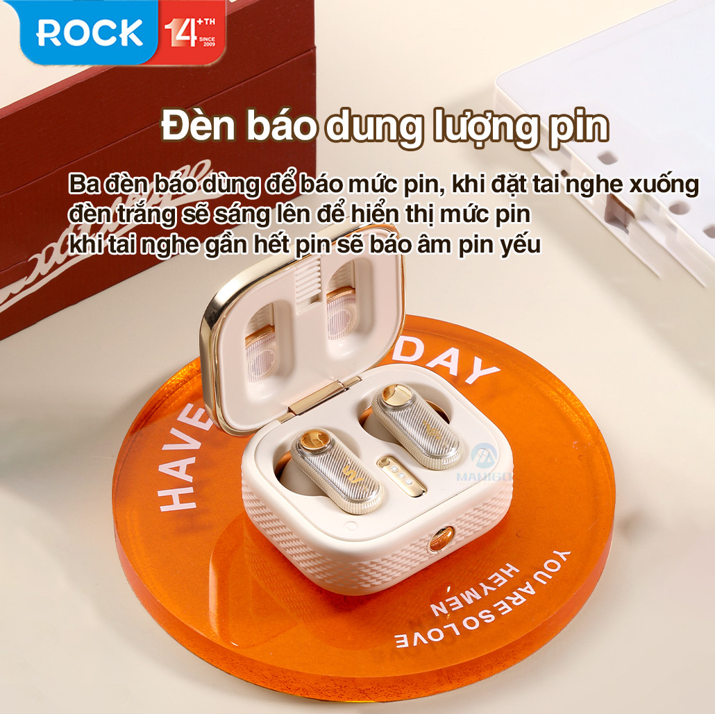 Tai nghe Bluetooth nhét tai không dây TWS Rockspace Retro Mix Tape nghe nhạc lên đến 20h Hàng chính hãng có bảo hành