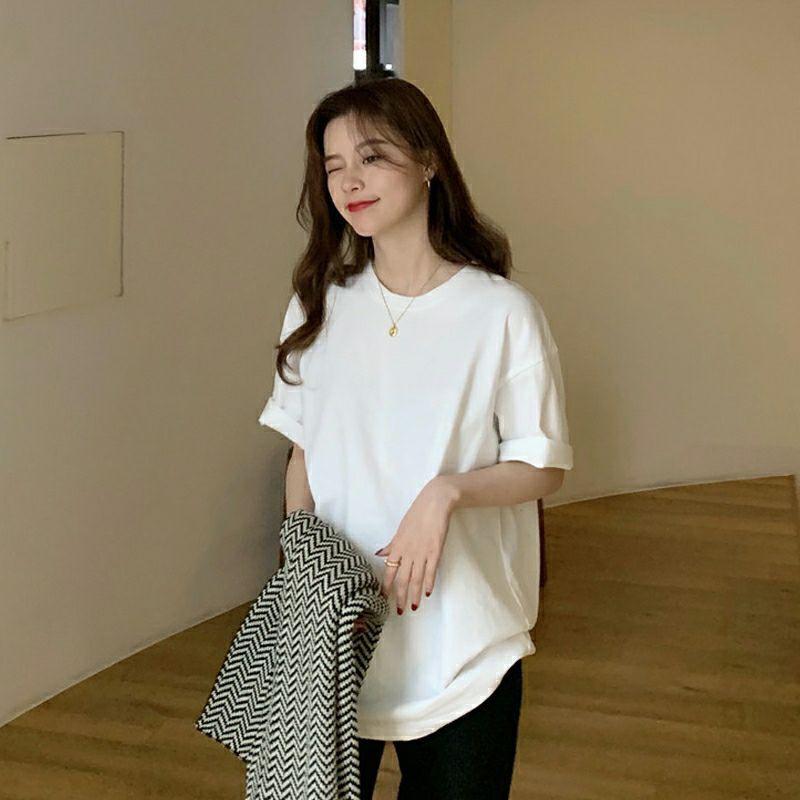 LàEM_Áo phông trắng trơn 100% cotton