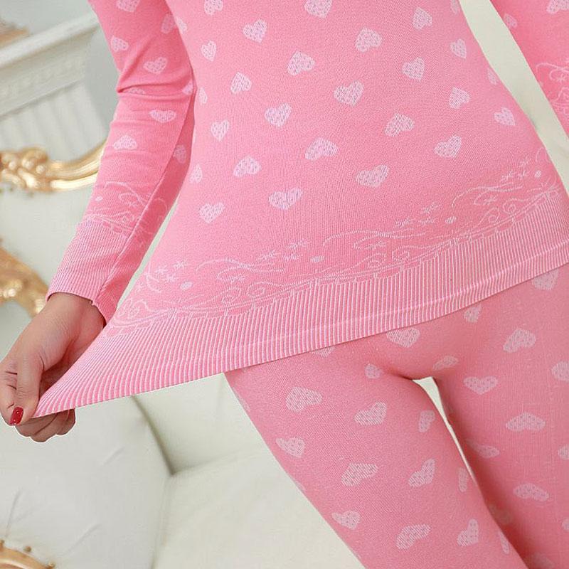 Quần Lót Sinh Nhiệt Không Đường May Cổ Tròn Nữ Cotton Ấm Dày Tất Quần Áo In Hình Long Johns Hình Bộ