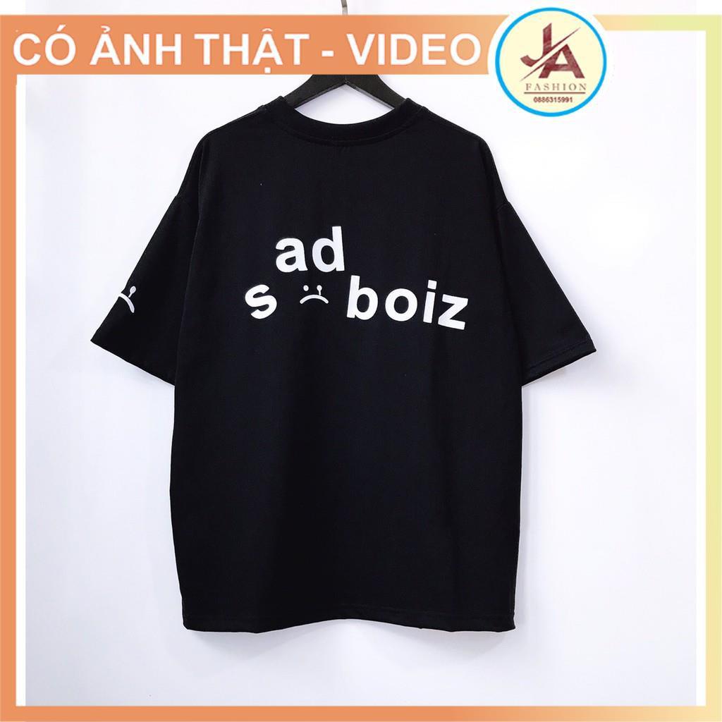 Áo Thun Unisex form rộng tay lỡ SADBOIZ mặt mếu thêu tay cá tính, áo phông nam nữ cổ tròn-JASHOP