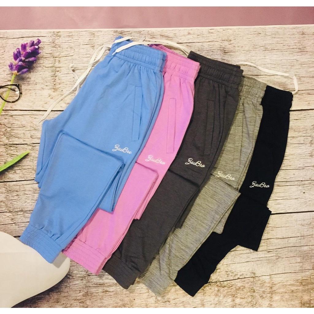 quần nỉ nữ cotton Jogger sport _ thêu chữ