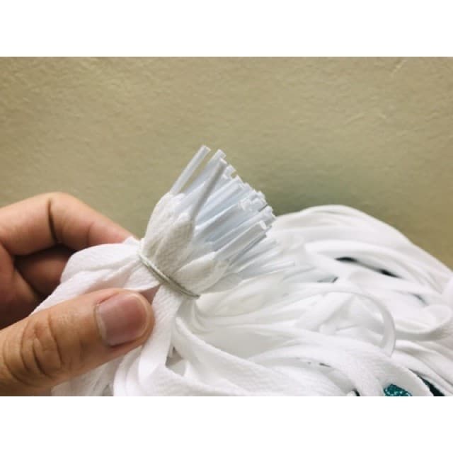 1 CẶP DÂY GIÀY 100CM - DÂY BUỘC GIÀY BẢNG DẸP MÀU TRẮNG LÀM TỪ SỢI BÔNG CAO CẤP