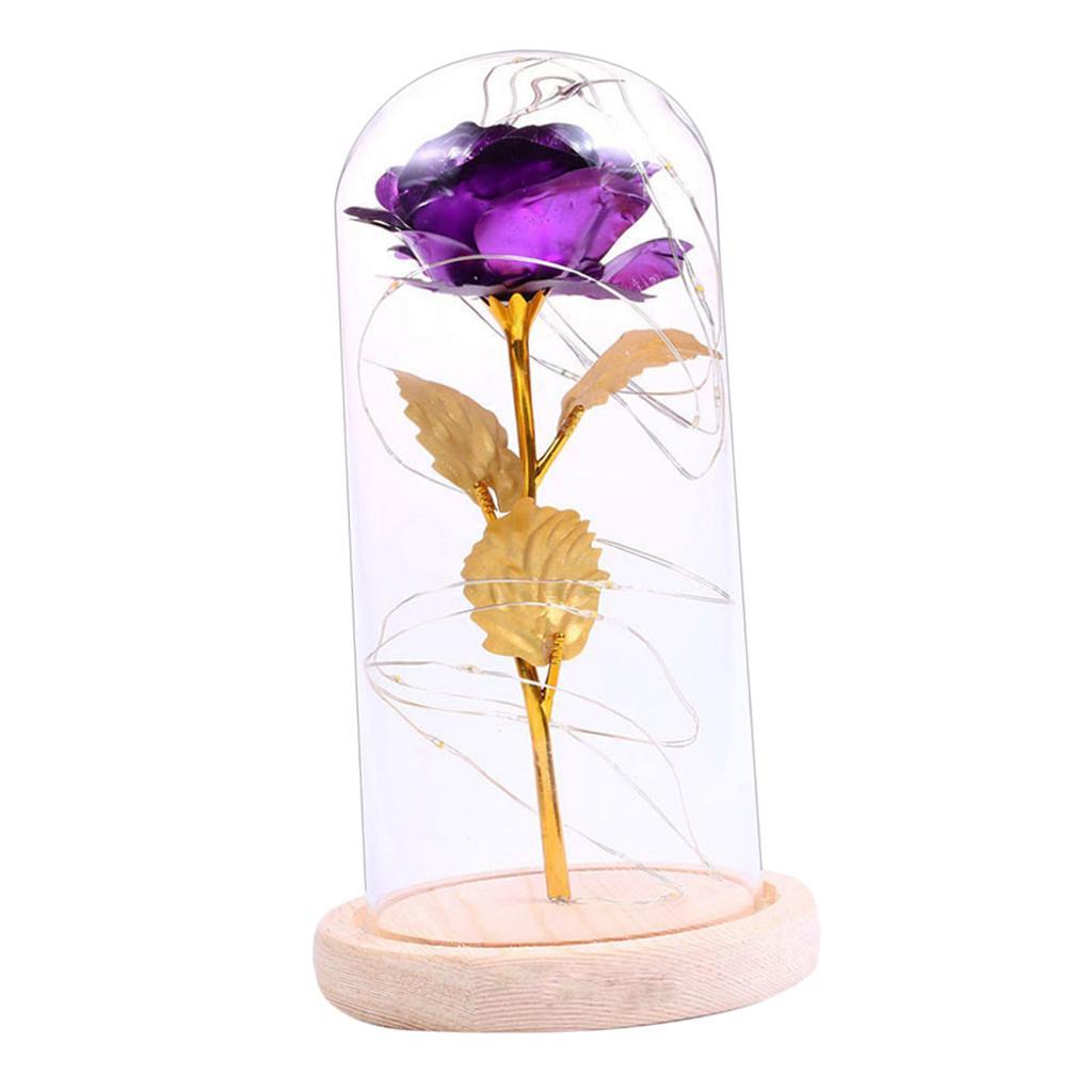 Led Rose Flower Light  on Wooden Base Home Decorations