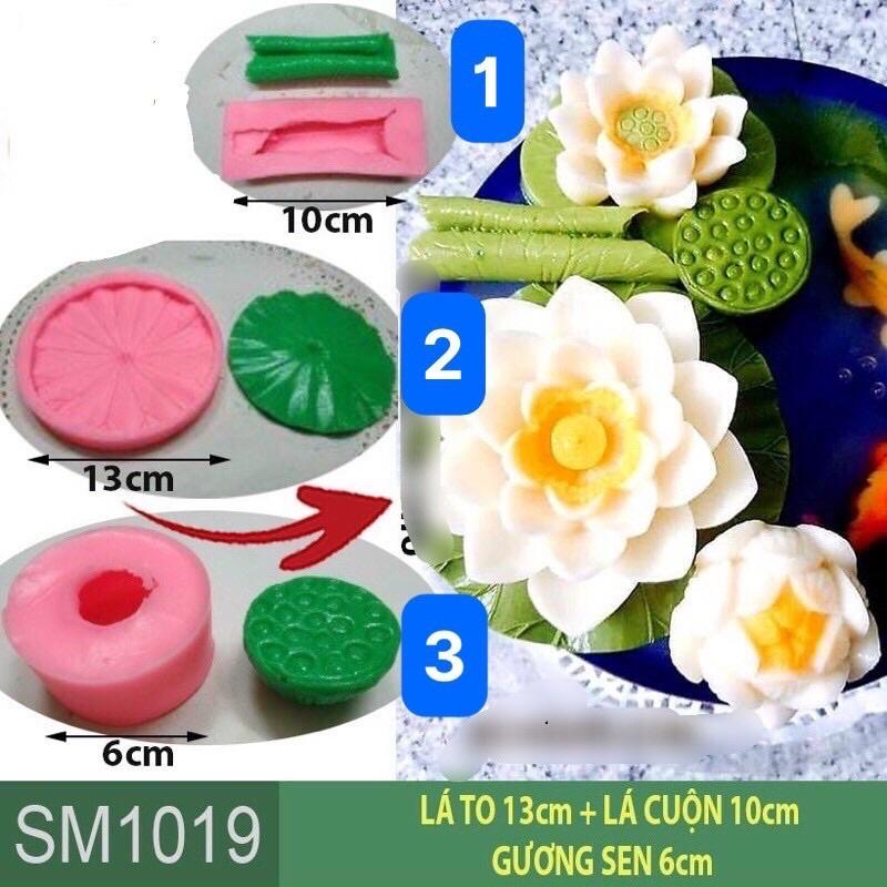 Khuôn silicon Lá Sen tròn, Lá sen cuộn, Gương sen