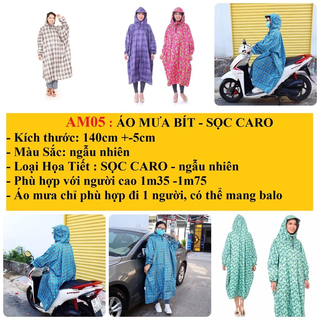 Áo Mưa Vải Dù BÍT BÔNG Vải Dù Chống Thấm Nhiều Màu Cao Cấp AM05