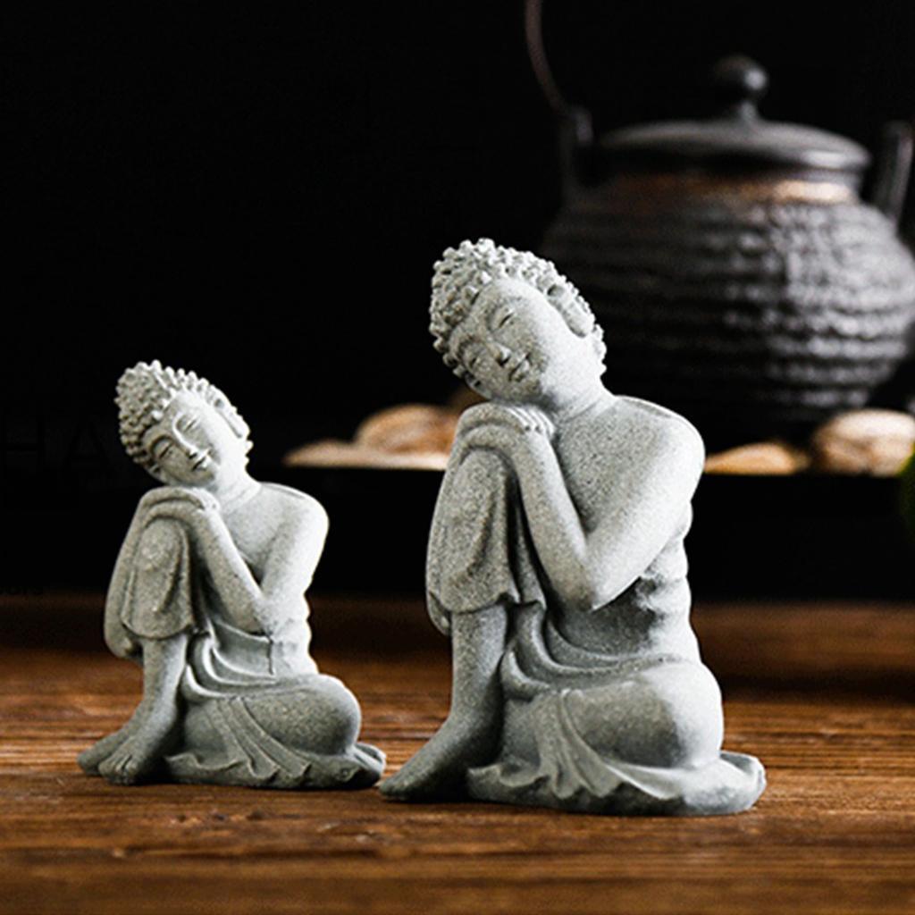 2pcs Buddha Statue Zen Figurine Home Docor Large Sleeping Buddha
