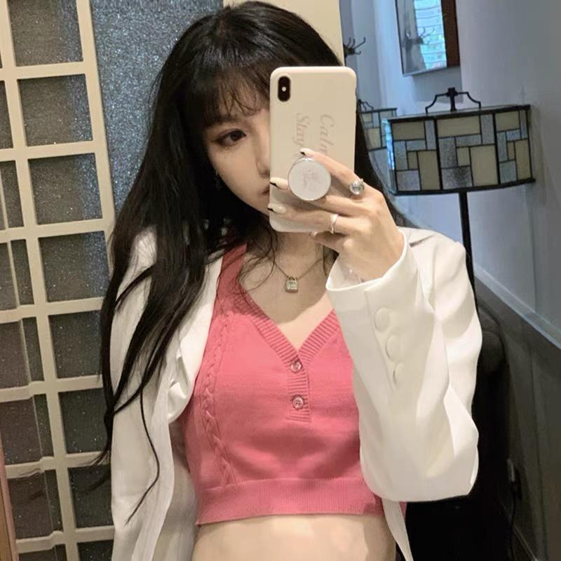 MS246 Áo yếm buộc cổ đính khuy croptop