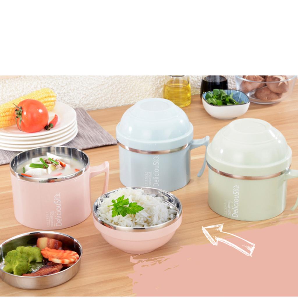 Stainless Steel 3 tier thermal bento Lunch Box Snack Cup w/Soup Bowl