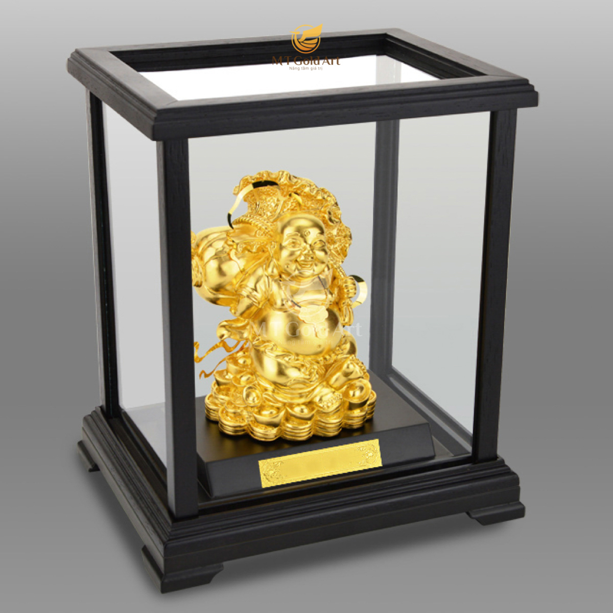 Tượng di lặc phong thủy dát vàng MT Gold Art- Hàng chính hãng, trang trí nhà cửa, phòng làm việc, quà tặng sếp, đối tác, khách hàng, tân gia, khai trương