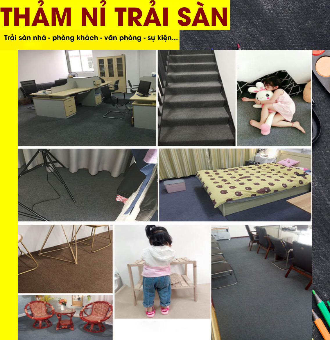 Thảm trải sàn nỉ - Thảm lót sàn trải phòng giá rẻ trải dày 3mm trải sự kiện, trải cửa hàng, phòng ngủ