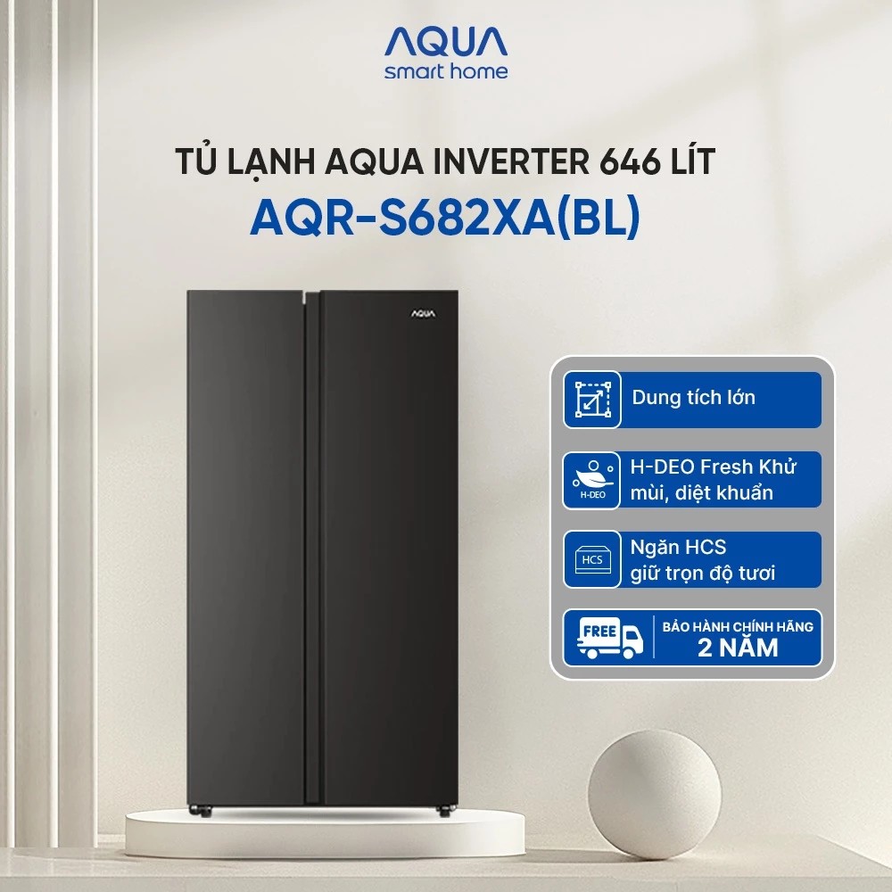 [SALE SỐC] Tủ lạnh Aqua Inverter 646 lít AQR-S682XA(BL) - Bảo hành 2 năm - Freeship toàn quốc - Hàng chính hãng