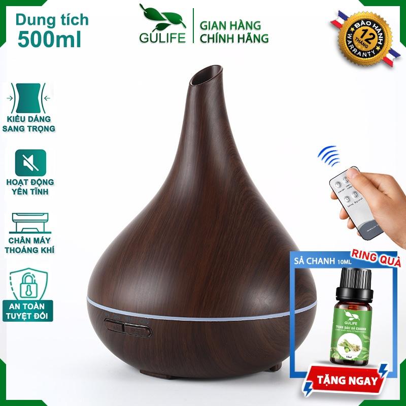 Máy Khuếch Tán Tinh Dầu, Máy Xông Tinh Dầu Quả Bầu Dung Tích 500ml - Tặng Tinh Dầu 10ml - GULIFE MKT-GL86 Bảo Hành 12th