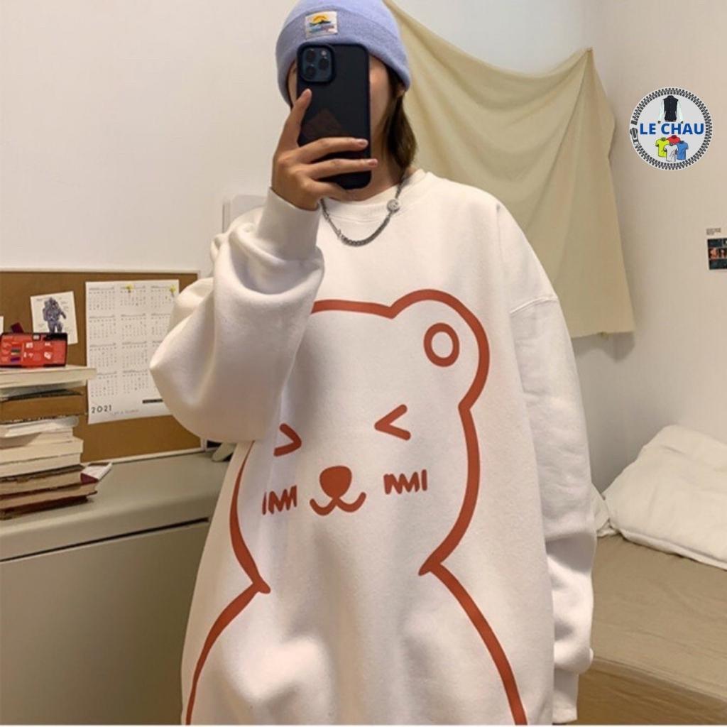 Áo sweater unisex form rộng ulzzang hottrend BEAR street style nam nữ chất nỉ ngoại mềm mỉn xịn rẻ đẹp