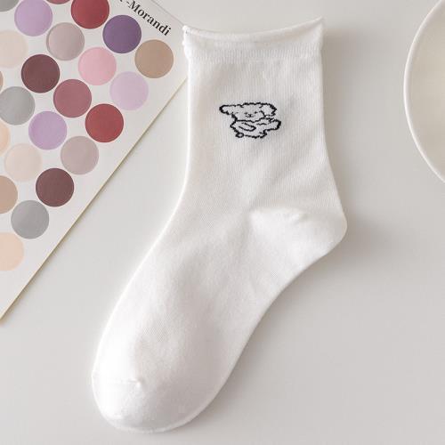 Tất nữ nhún cổ cao hình dễ thương phong cách Hàn Quốc, chất liệu thoáng mát, thấm mồ hôi