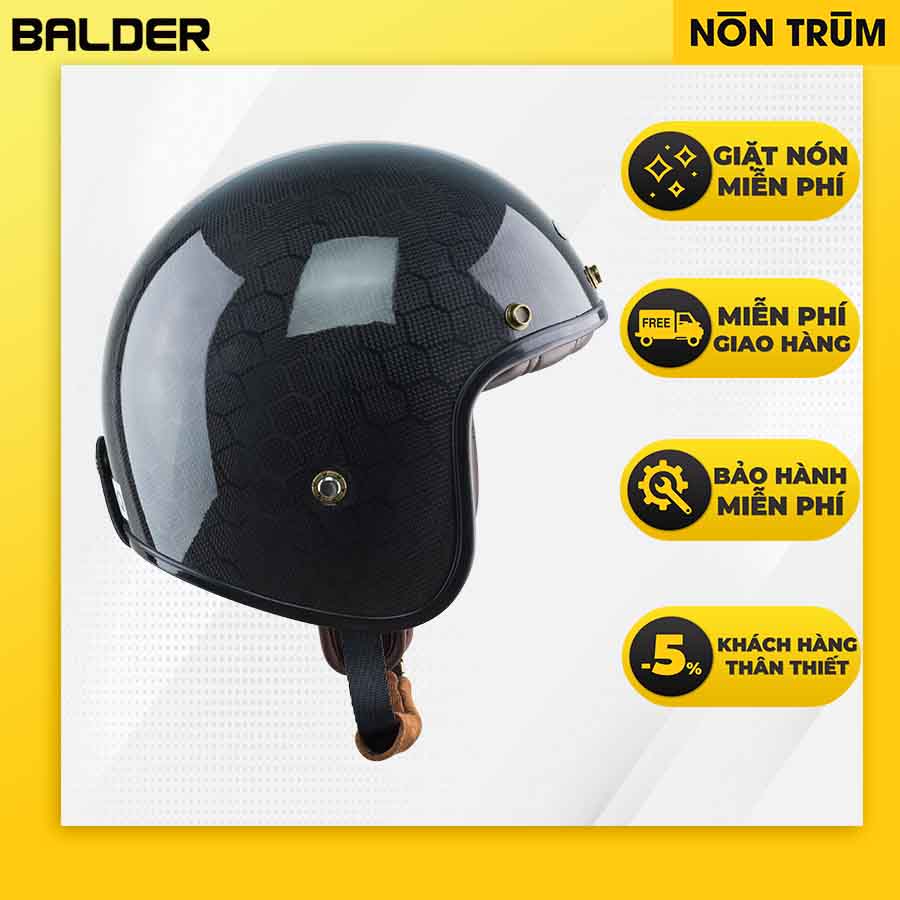 Mũ bảo hiểm 3/4 Balder sợi carbon siêu nhẹ được phân phối tại hệ thống Nón Trùm