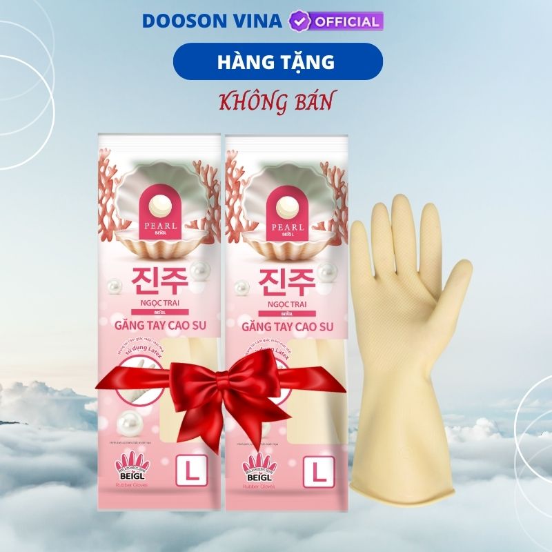 Hàng Tặng Không Bán - Găng Tay Cao Su Rửa Chén Ngọc Trai Size L Thương Hiệu Hàn Quốc