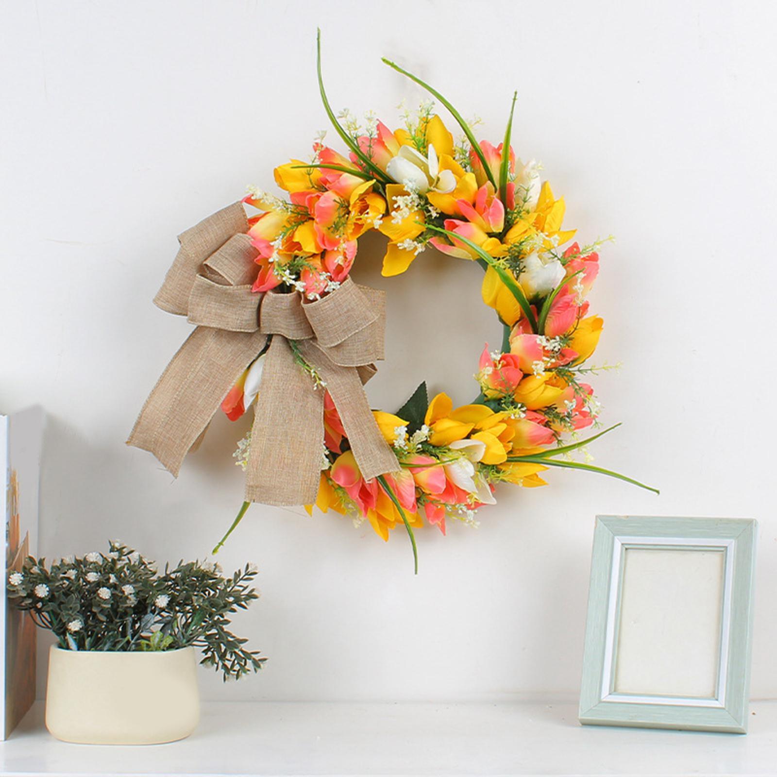 Artificial Flower Wreath Pendant Farmhouse Garland for Housewarming Holiday