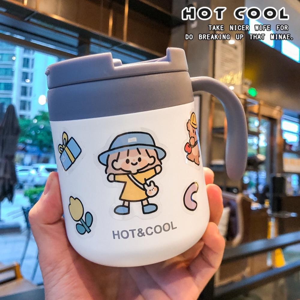 Cốc giữ nhiệt văn phòng Hot&Cool có tay cầm dung tích 350ml, chất liệu inox 304 vỏ cao su cao cấp, giữ nhiệt lên đến 12h